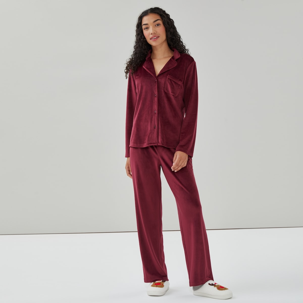 Velour Sleep Set - Burgundy