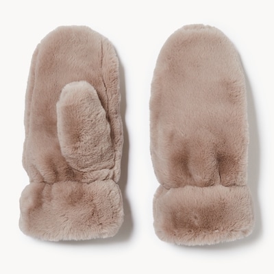 Mitaines en similifourrure - Taupe