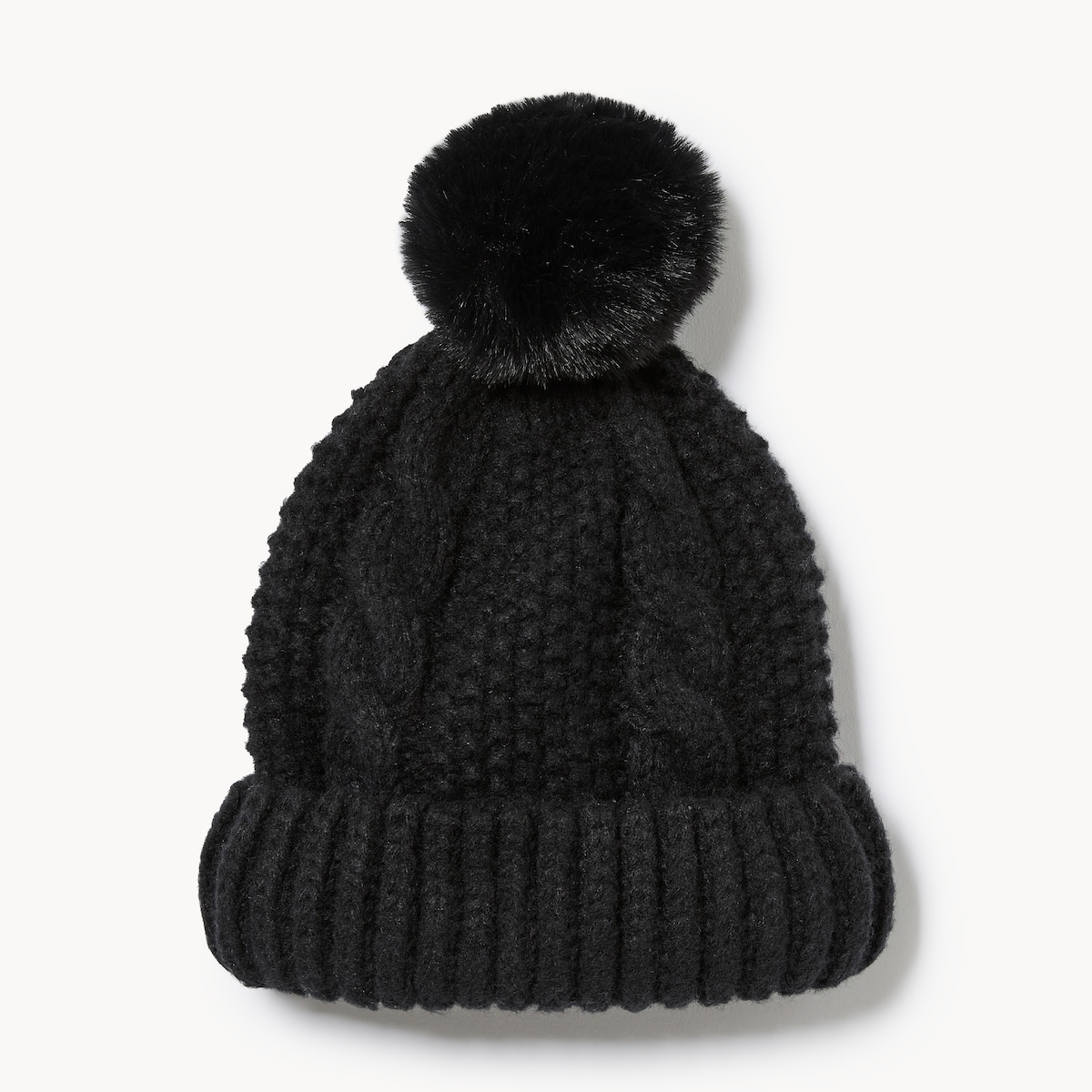 Chunky Cable Knit Toque - Black