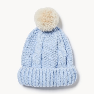 Chunky Cable Knit Toque - Dusty Blue