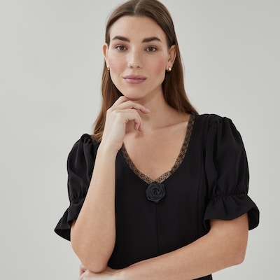Rosette Lace Blouse - JF Black