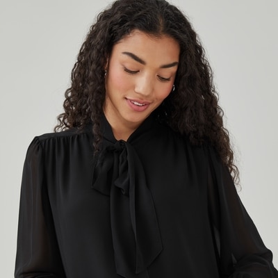 Chiffon Bow Blouse - JF Black