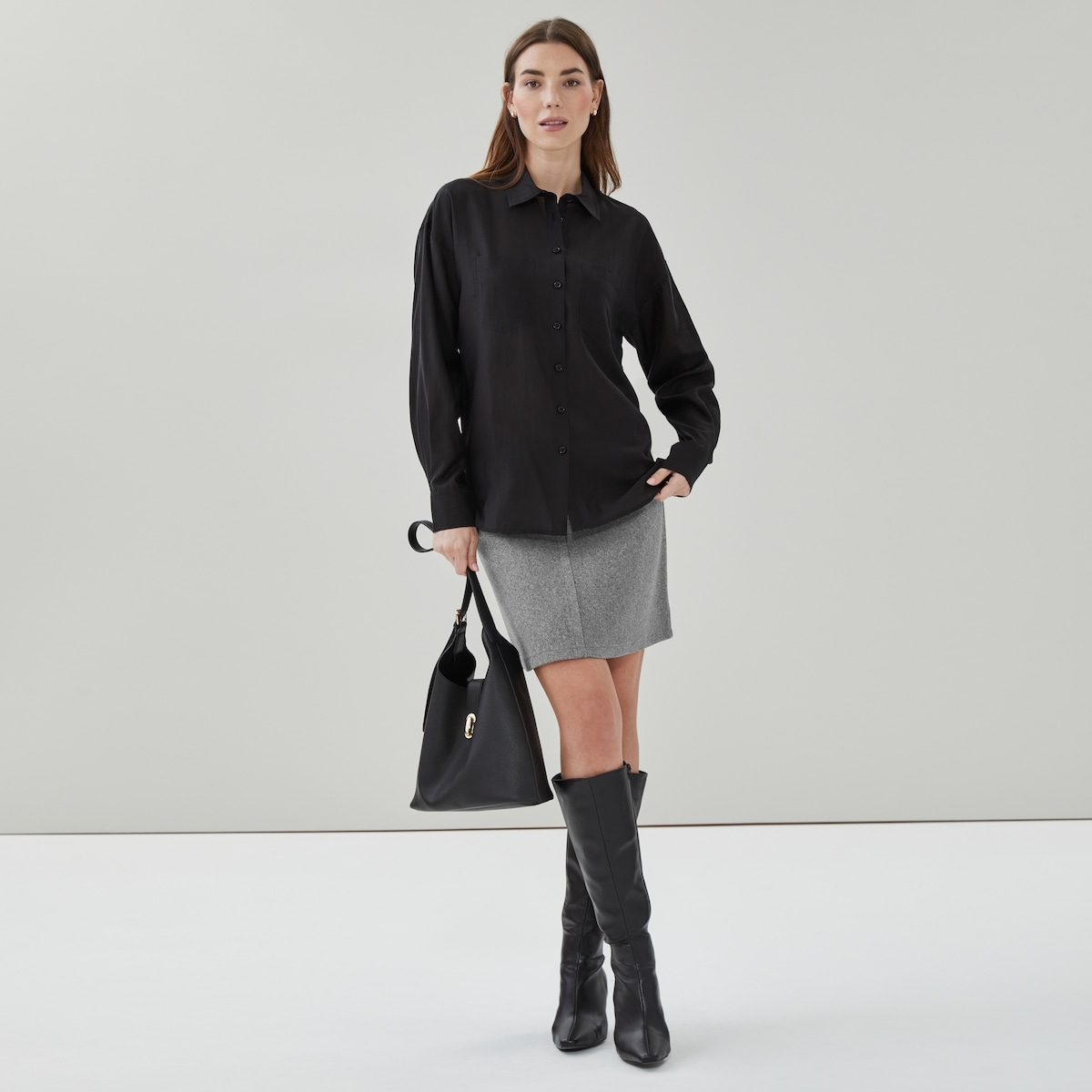 Oversized Organza Button-Up - Jf Black