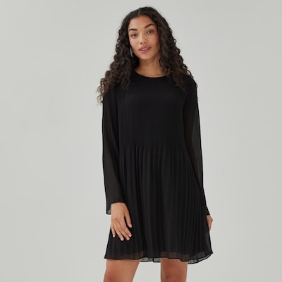 Robe trapèze plissée en mousseline - Noir JF
