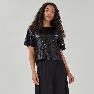 Sequin T-Shirt - Black