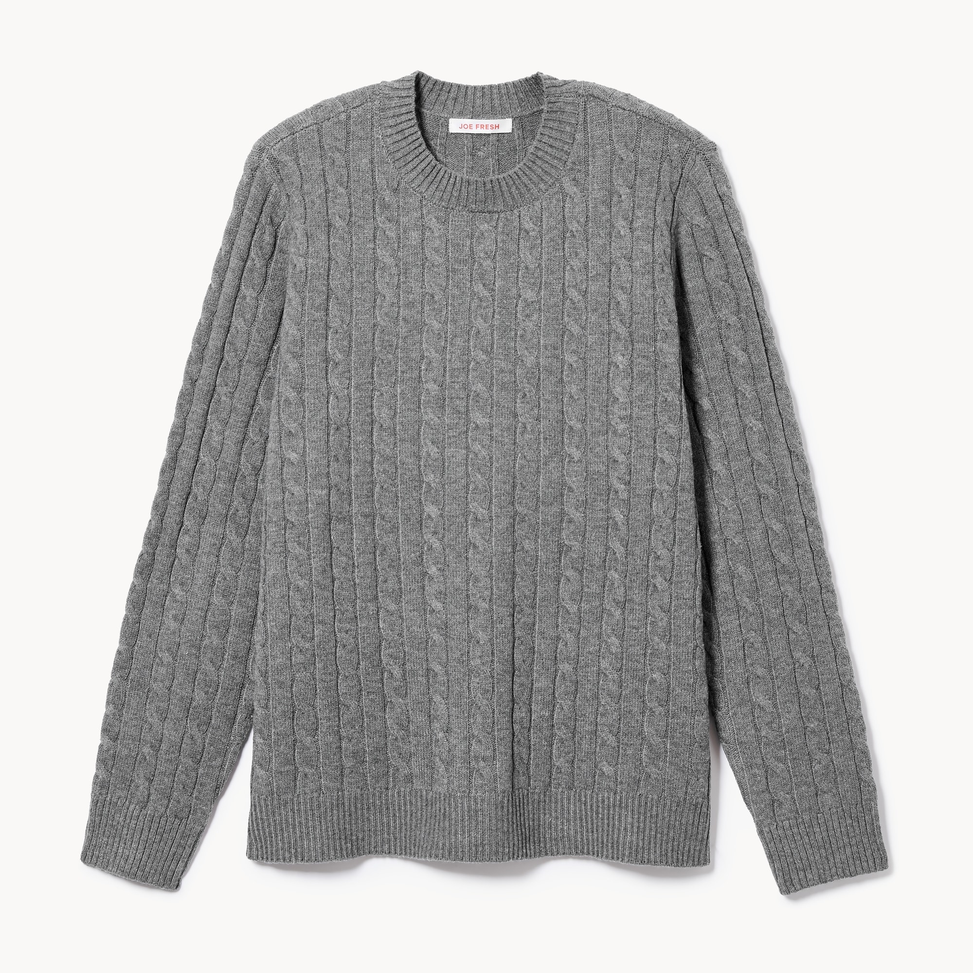 Women+ Cable Knit Pullover in Grey Mix from Joe Fresh