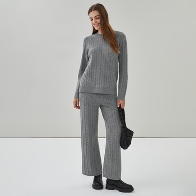 Cable Knit Pullover - Grey Mix