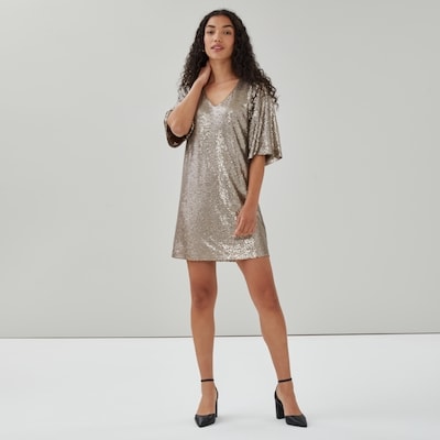 Sequin T-Shirt Dress - Dark Gold