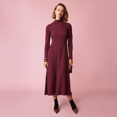 Robe-chandail maxi - Rouge Foncé