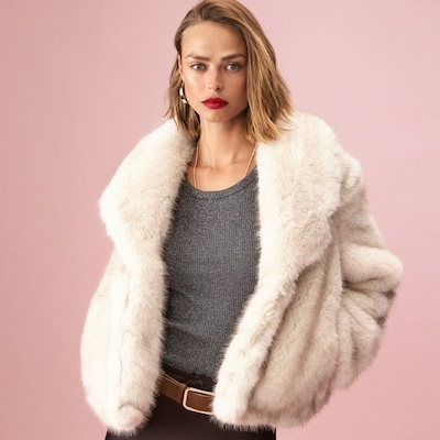 Veste en similifourrure - Crème