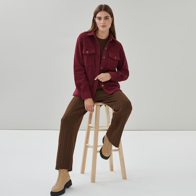 Veste chemise en molleton - Rouge Foncé