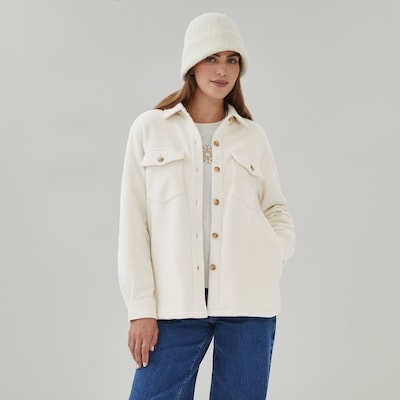 Veste chemise en molleton - Crème