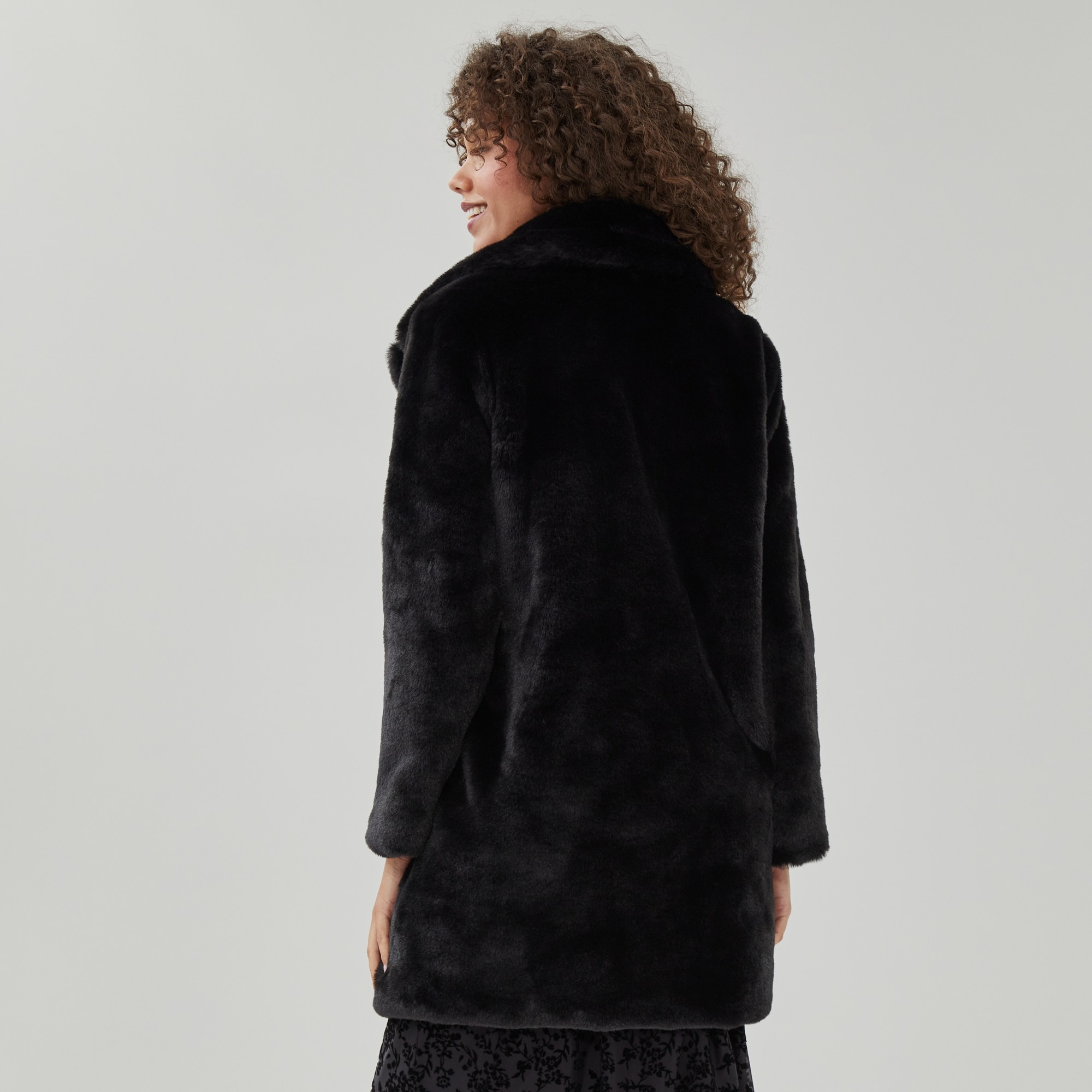 Faux Fur Coat in JF Black from Joe Fresh