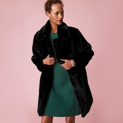 Manteau en similifourrure - Noir JF