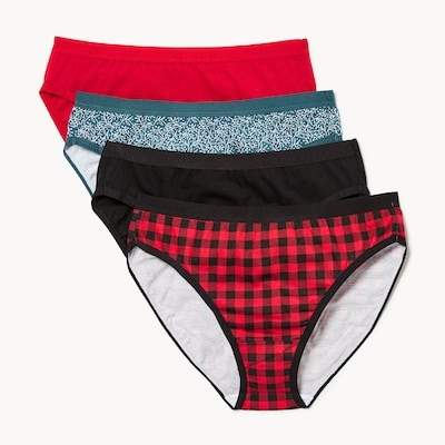 Ens. 4 culottes à taille haute en coton biologique - Noir