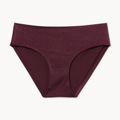 No Show Shimmery Bikini - Burgundy