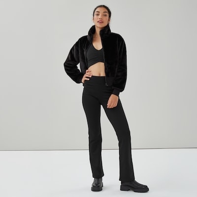 Pantalon sport droit en molleton - Noir