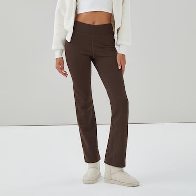 Pantalon sport droit en molleton - Brun Foncé