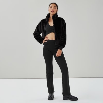 Pantalon sport droit en molleton - Noir