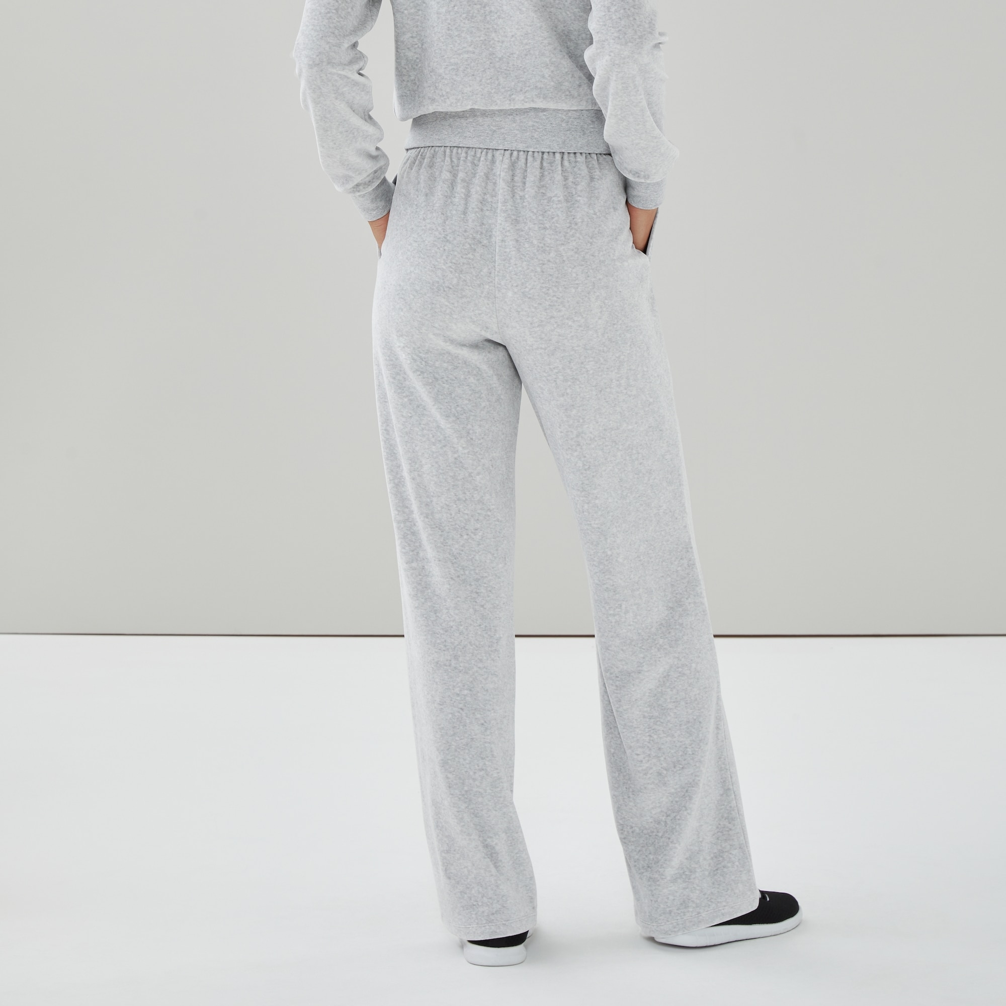 Active Velour Wide Leg Pant in Grey Mix from Joe Fresh