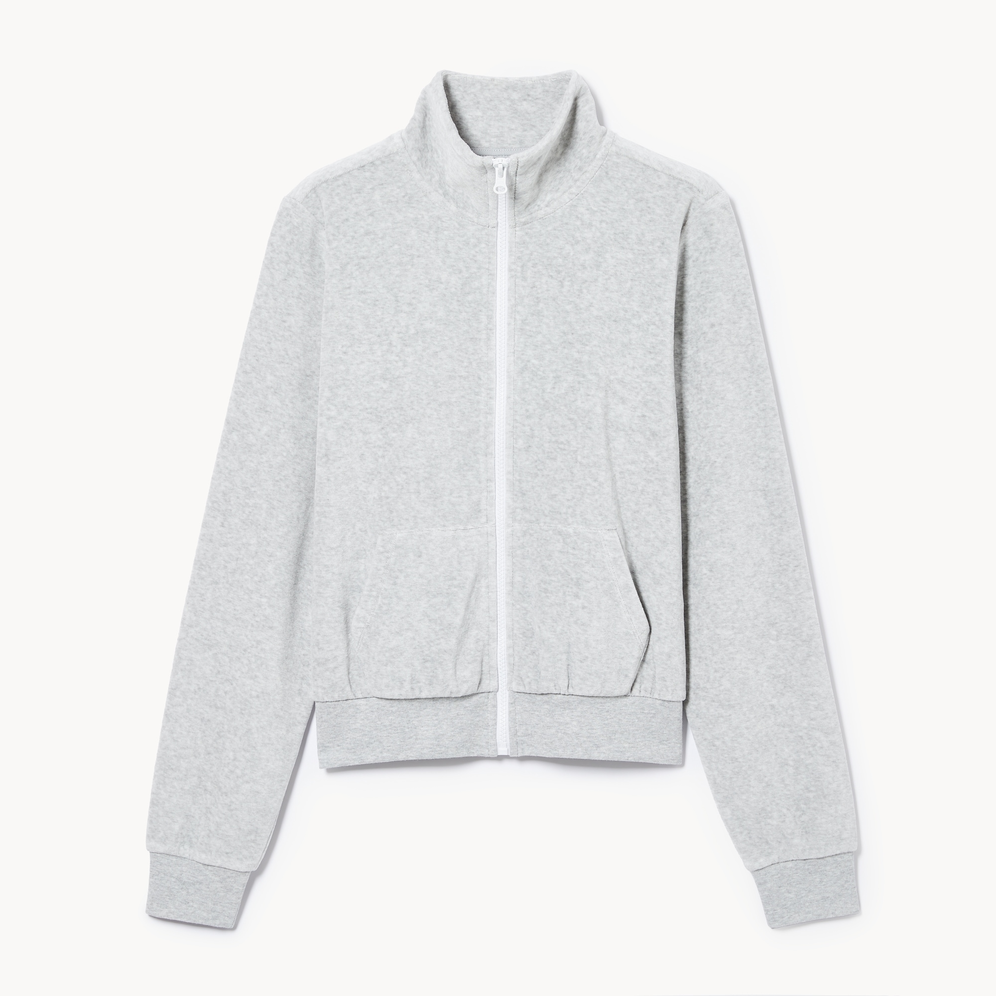 Women+ Active Velour Mock Neck Jacket in Grey Mix from Joe Fresh