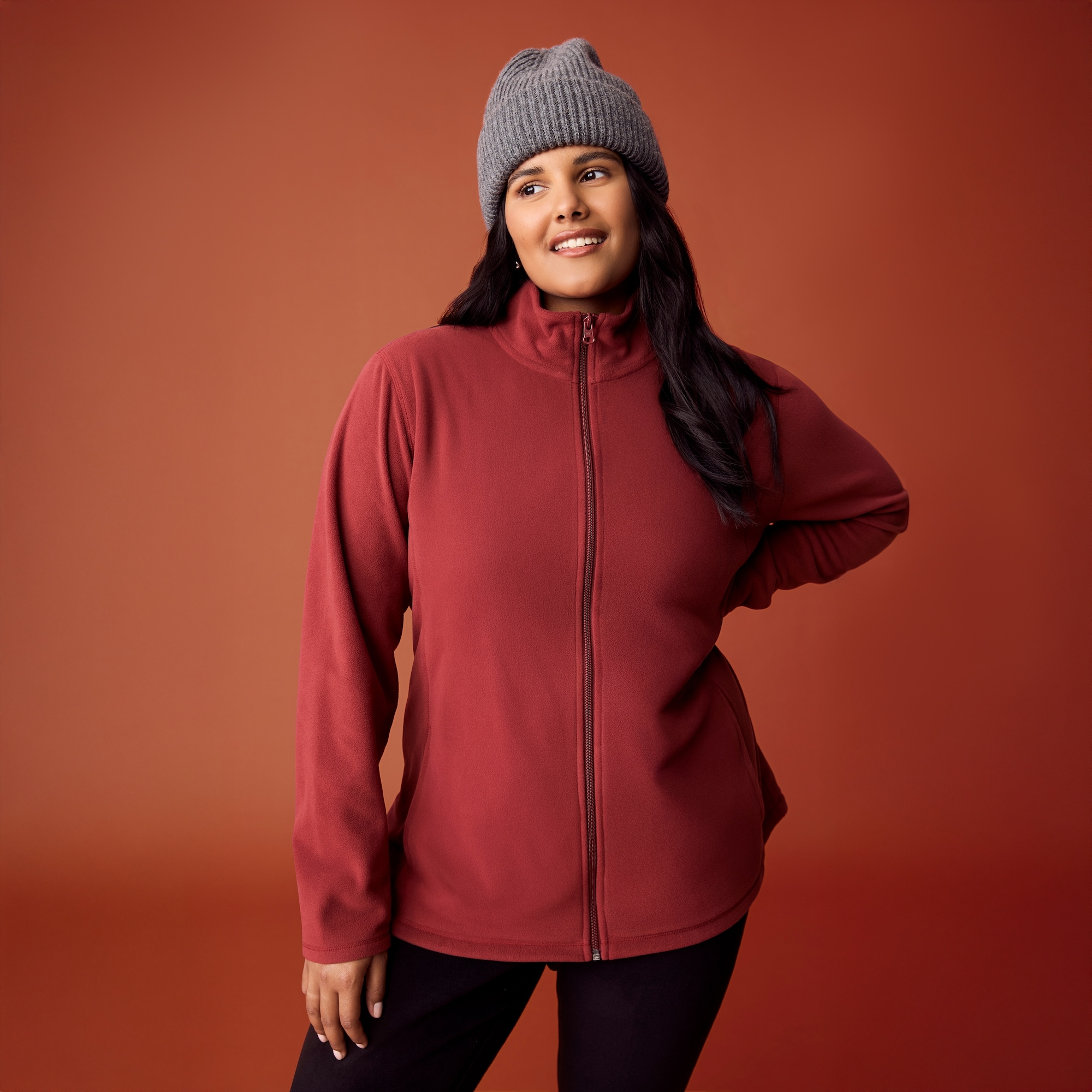 Active Microfleece Jacket in Burgundy from Joe Fresh