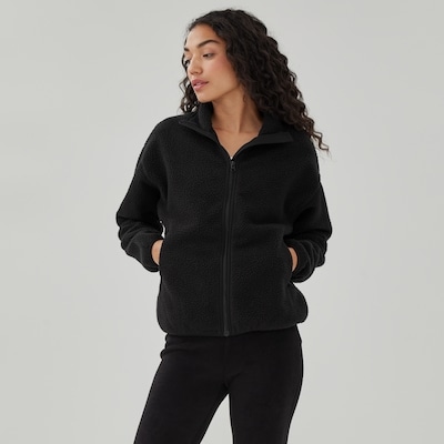 Veste en molleton effet laine de mouton - Noir