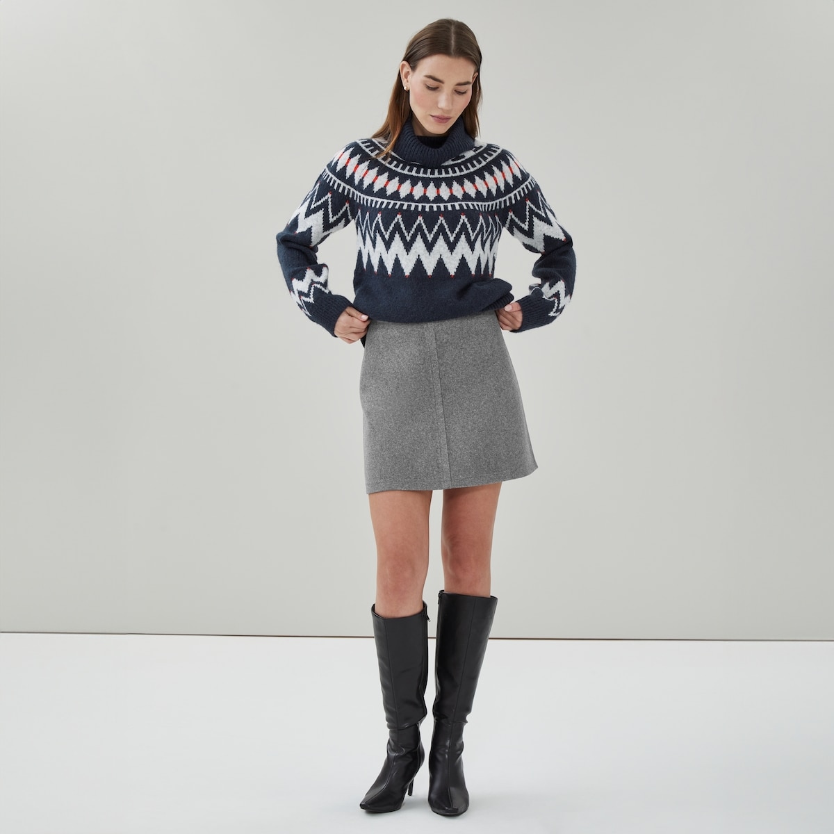 Col roul en jersey jacquard