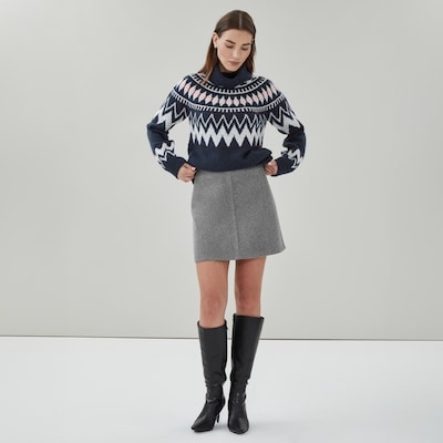 Fair Isle Turtleneck - Dark Navy