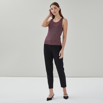 Débardeur côtelé à fil Lurex - Prune foncé