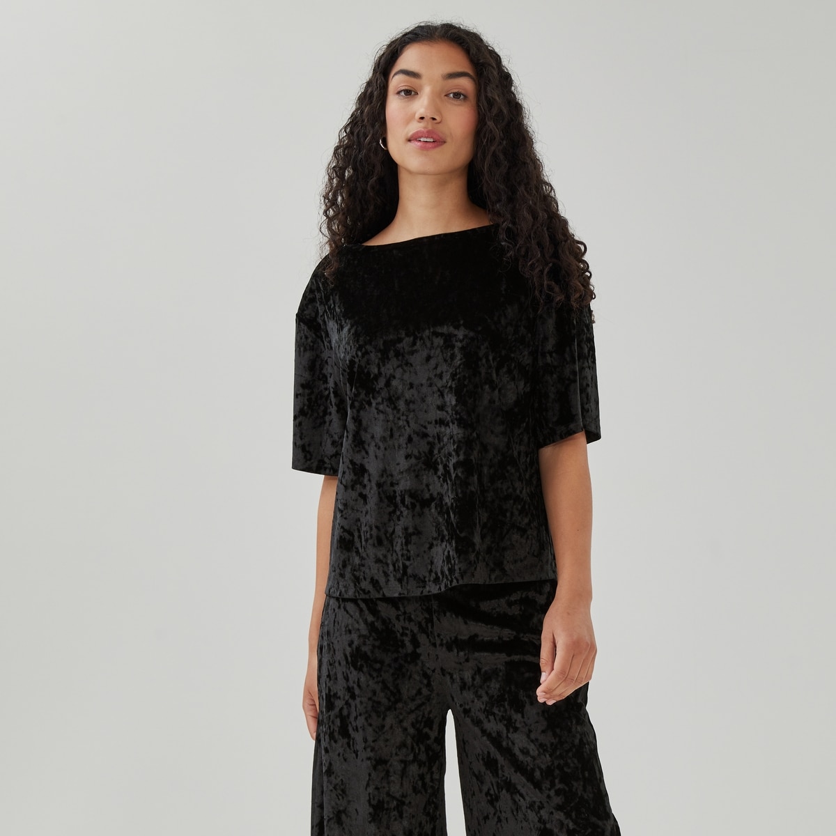 Crushed Velvet T-Shirt - Jf Black