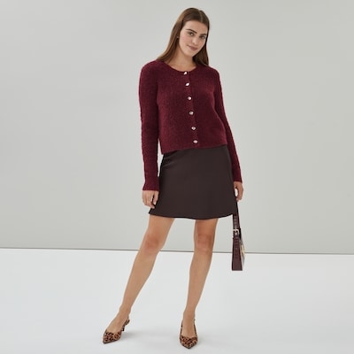 Cardigan en tricot bouclé - Rouge Foncé