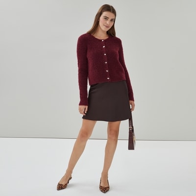 Boucle Cardigan - Dark Red