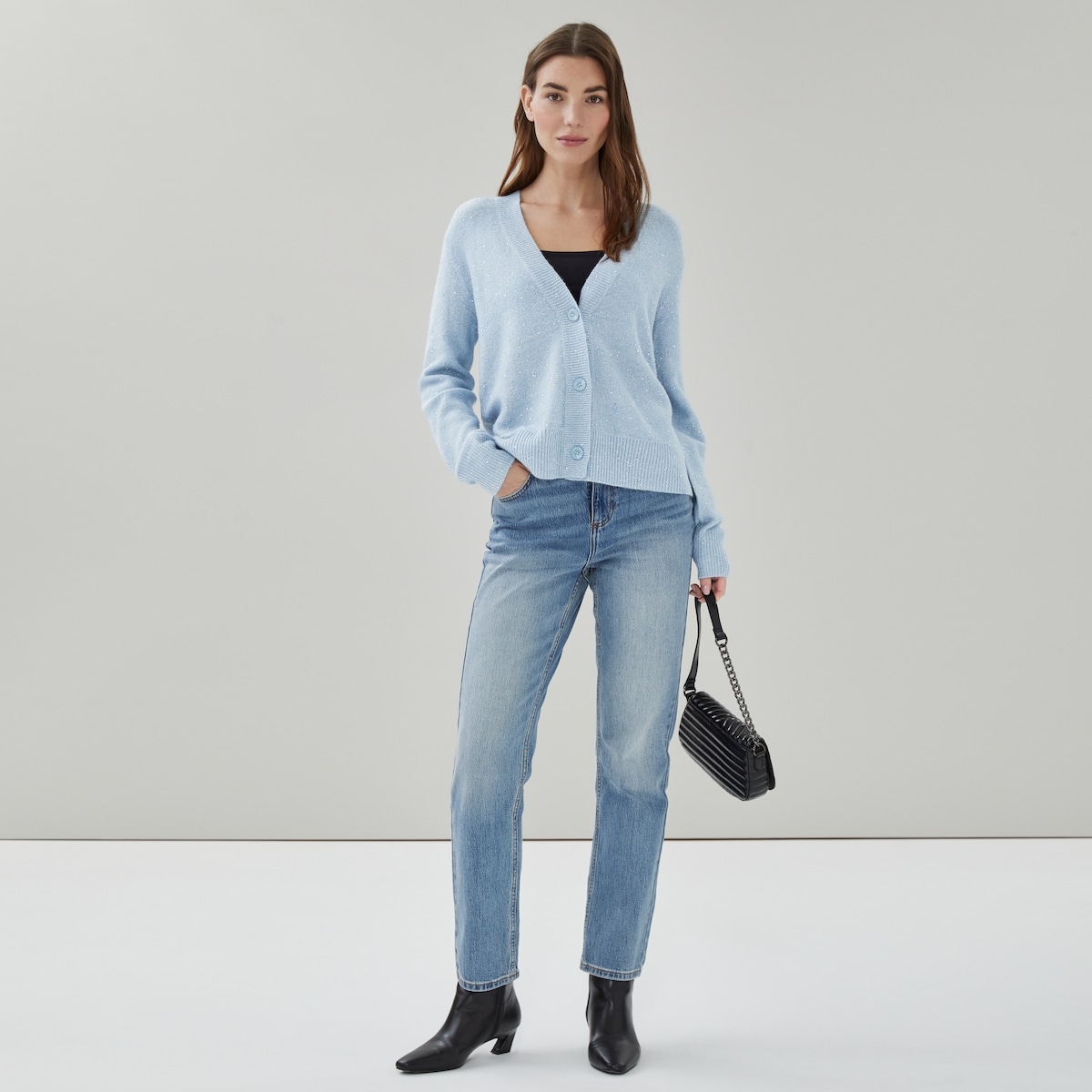 Sequin Cardigan - Light Blue