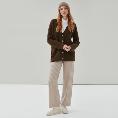 Cable Knit Cardigan - Brown