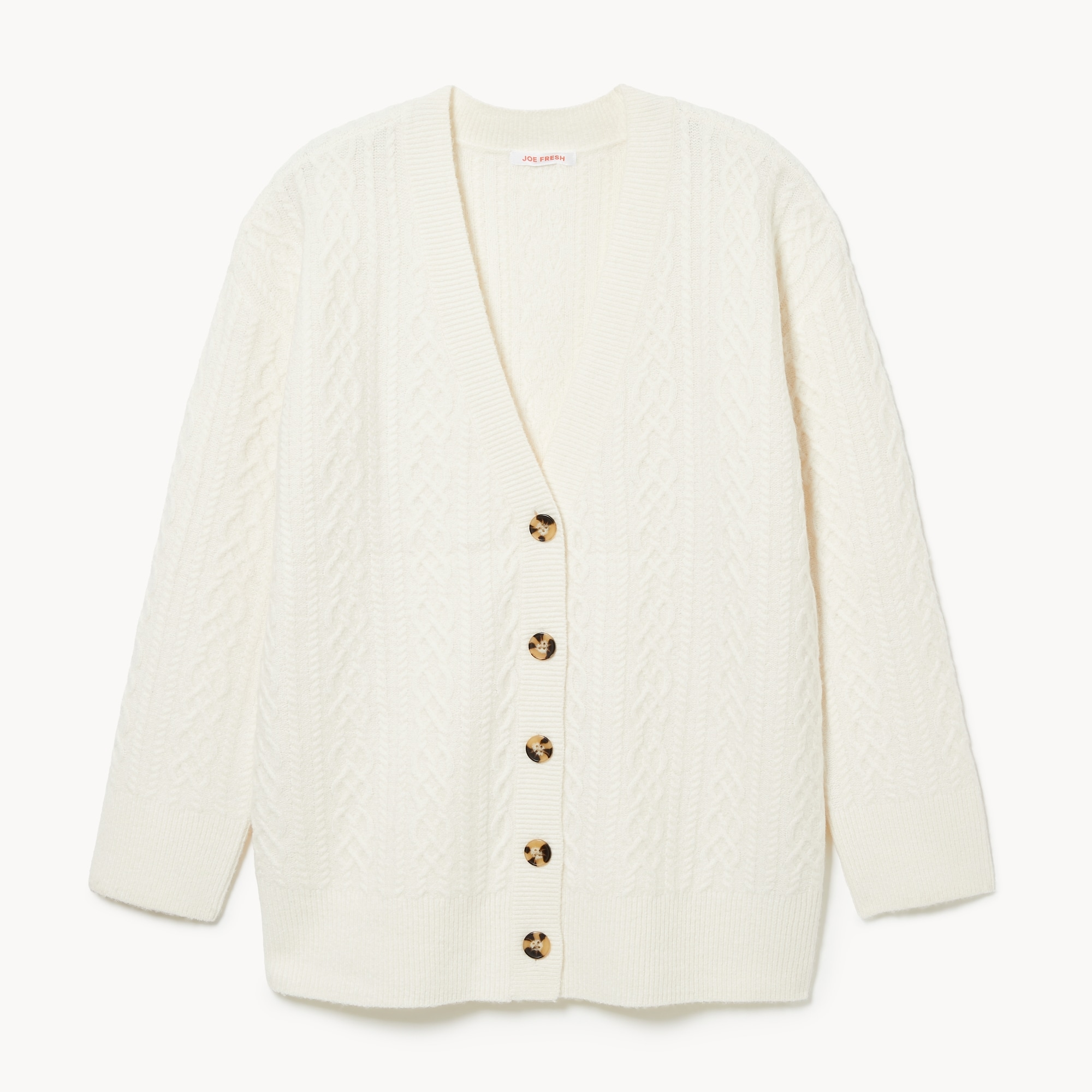 Cable Knit Cardigan in Off White from Joe Fresh