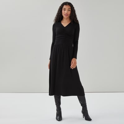 Robe midi ruchée - Noir JF