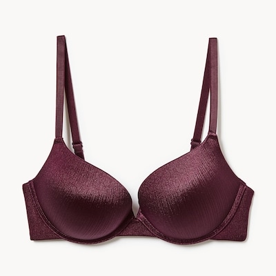 Shimmery Push Up Bra - Burgundy
