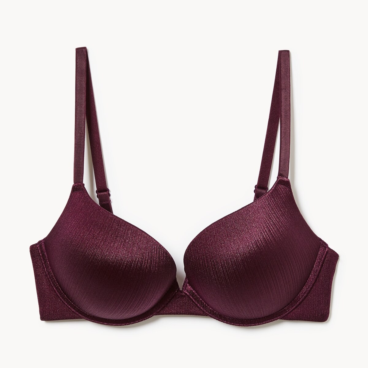 Shimmery Push Up Bra - Burgundy