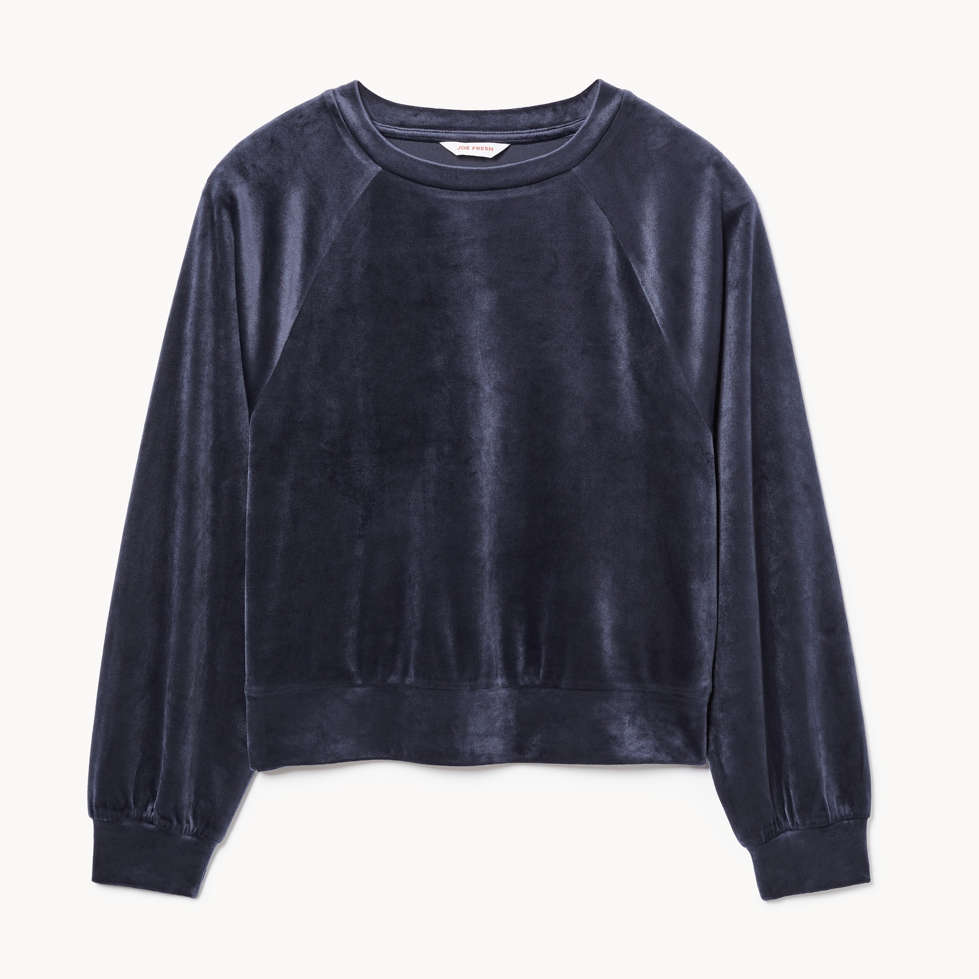 Velour Crew Neck Pullover in Dark Navy from Joe Fresh