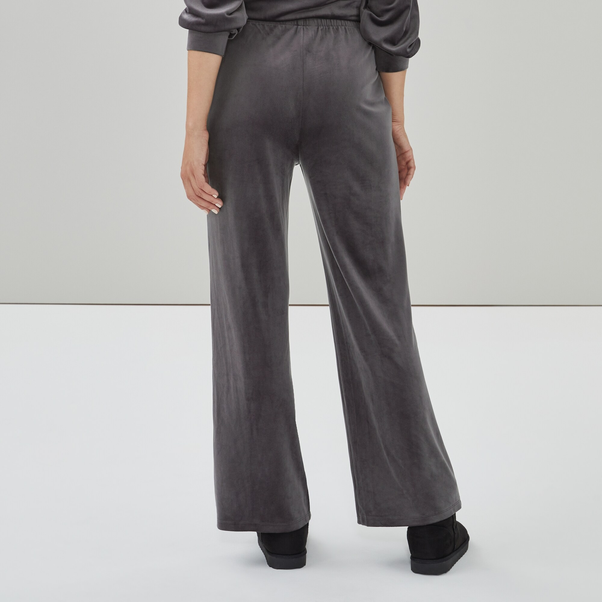 Velour Wide Leg Pant in Ash Grey from Joe Fresh