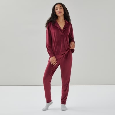 Pyjama en velours rasé - Bourgogne
