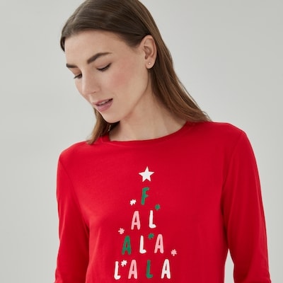Graphic Long Sleeve Sleep Top - Red