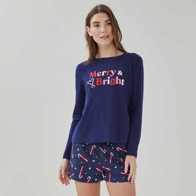 Graphic Long Sleeve Sleep Top - Navy