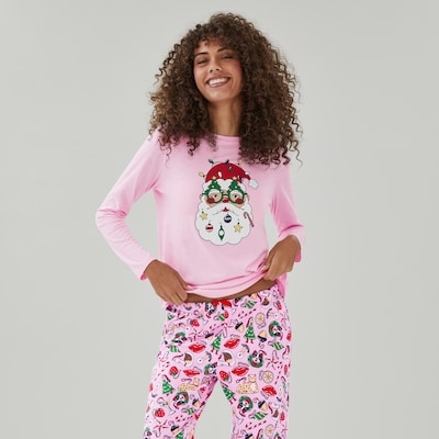 Graphic Long Sleeve Sleep Top - Light Pink