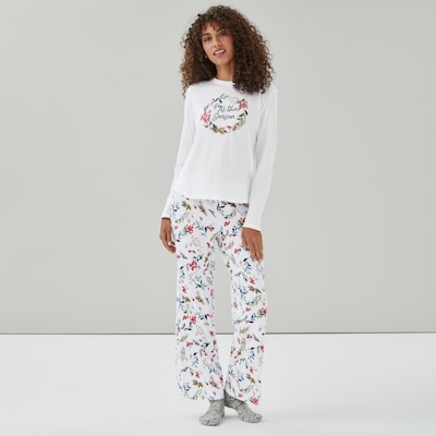 Graphic Long Sleeve Sleep Top - White