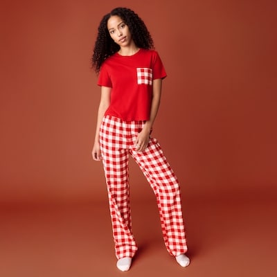 Flannel Sleep Pant Set - Bright Red