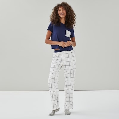 Flannel Sleep Pant Set - Pale Blue