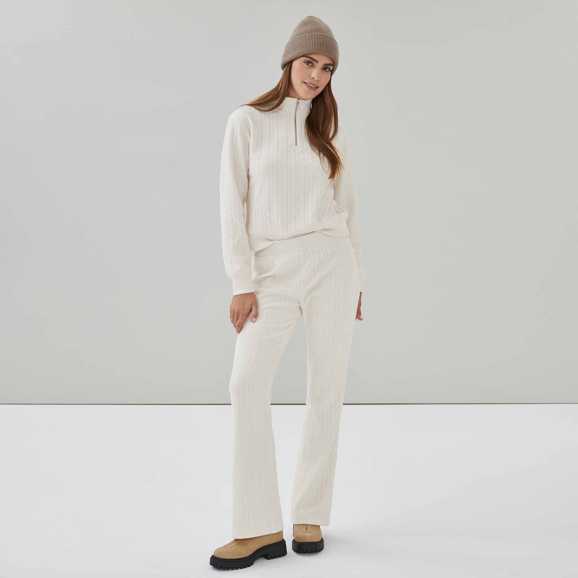 Textured Knit Pant in Cream from Joe Fresh