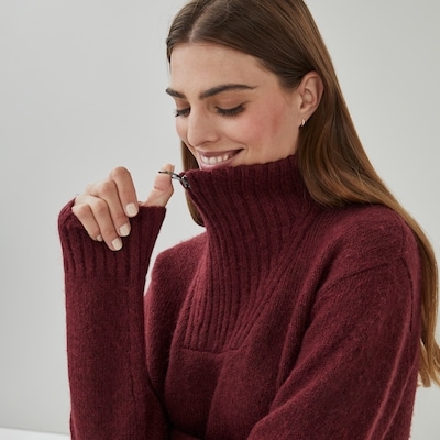 Quarter-Zip Pullover Tunic - Dark Red